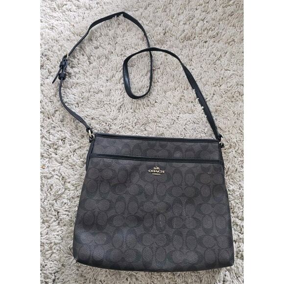 Coach Signature Crossbody Bag Womens Brown Leather Shoulder Detachable Straps - Picture 1 of 9